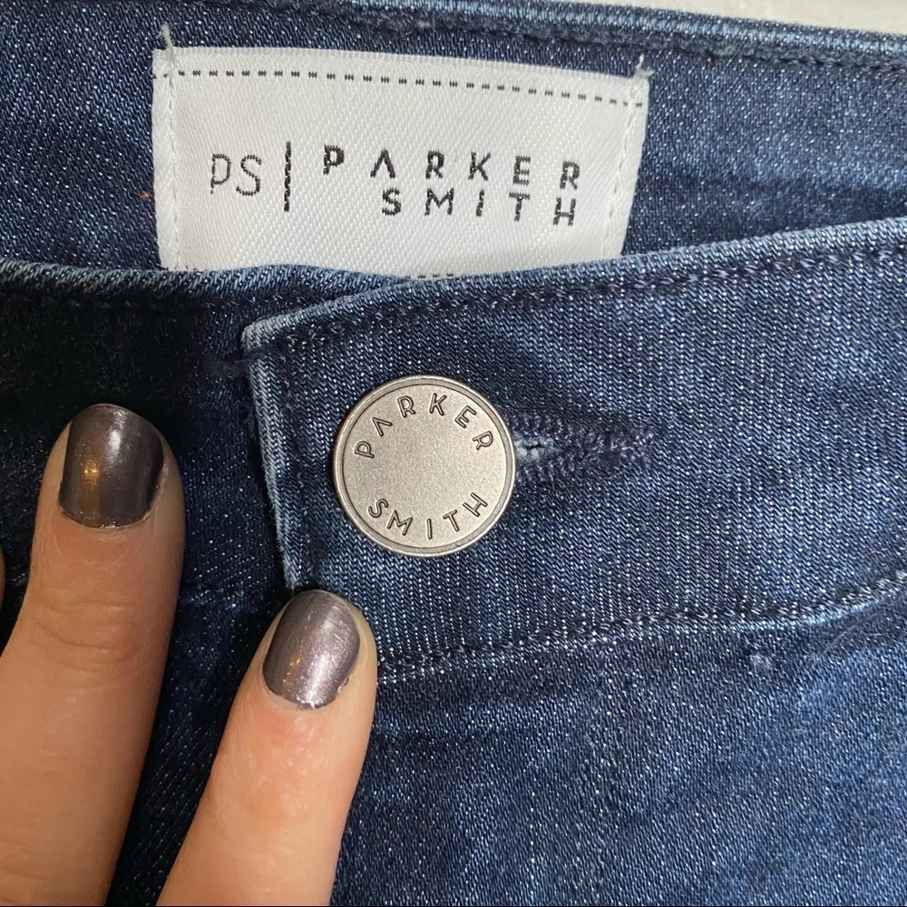 Parker Smith Peekaboo Split Hem Side Stripe Jeans in Baltic Dark Wash Size 28